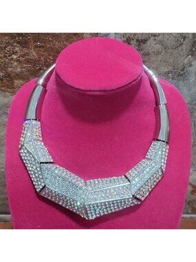 Fashion Jewelry Statement Rhinestone Covered Choker Necklace